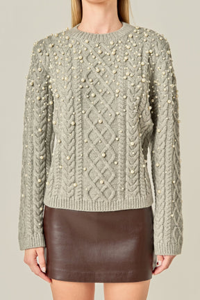 ENGLISH FACTORY - Pearl Cable Sweater - SWEATERS & KNITS available at Objectrare