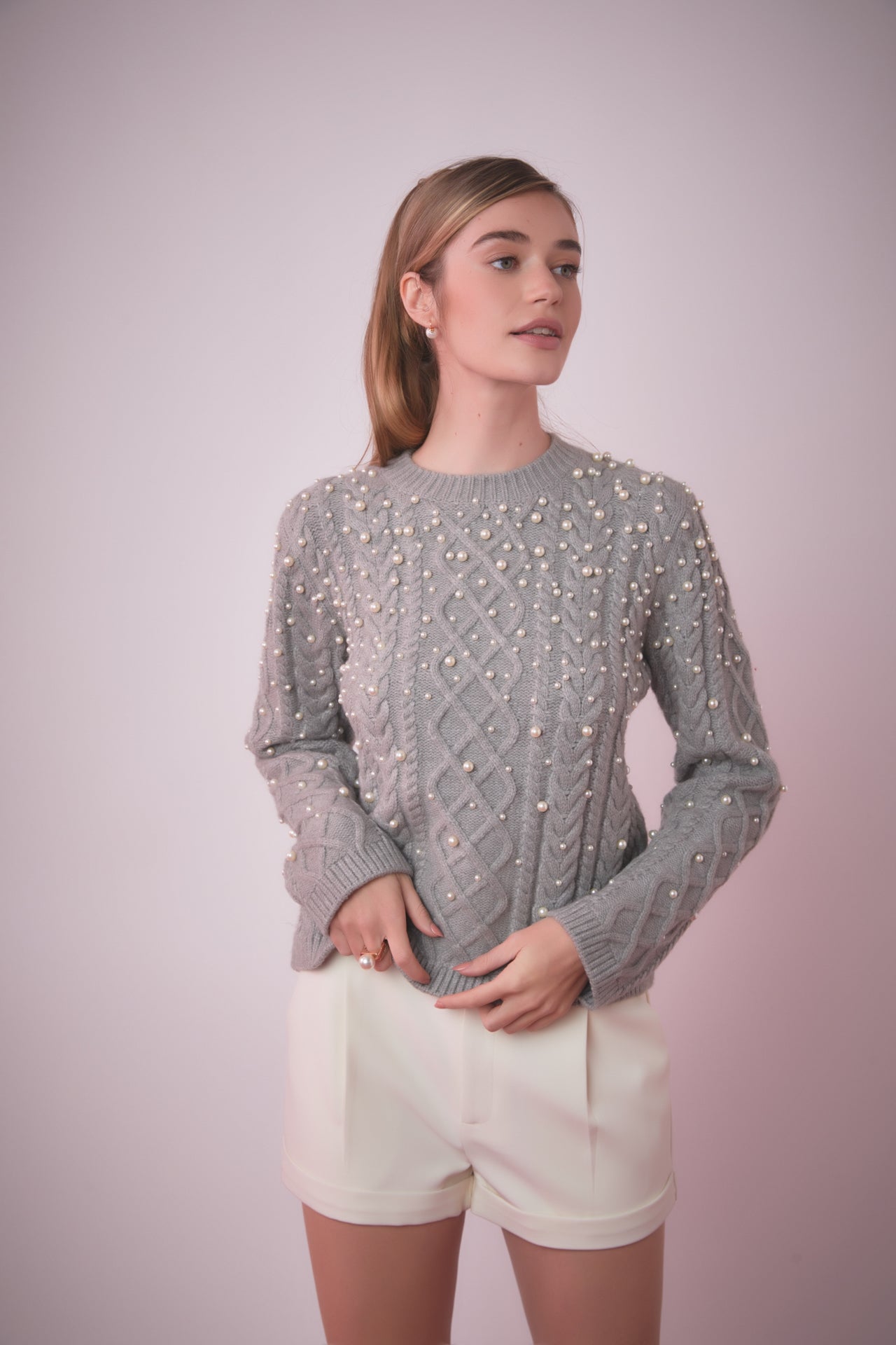 ENGLISH FACTORY - Pearl Cable Sweater - SWEATERS & KNITS available at Objectrare