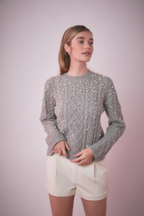 ENGLISH FACTORY - Pearl Cable Sweater - SWEATERS & KNITS available at Objectrare