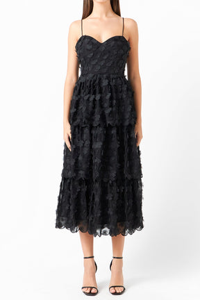 ENDLESS ROSE - Floral Tiered Midi Dress - DRESSES available at Objectrare