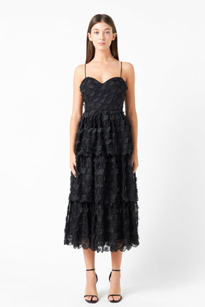 ENDLESS ROSE - Floral Tiered Midi Dress - DRESSES available at Objectrare