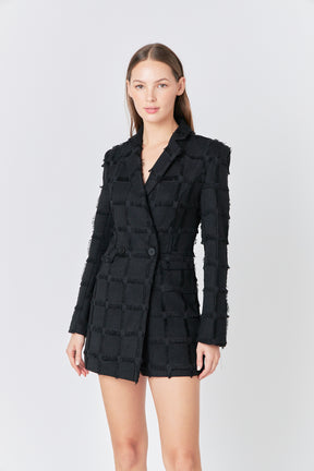 ENDLESS ROSE - Textured Blazer Romper - ROMPERS available at Objectrare