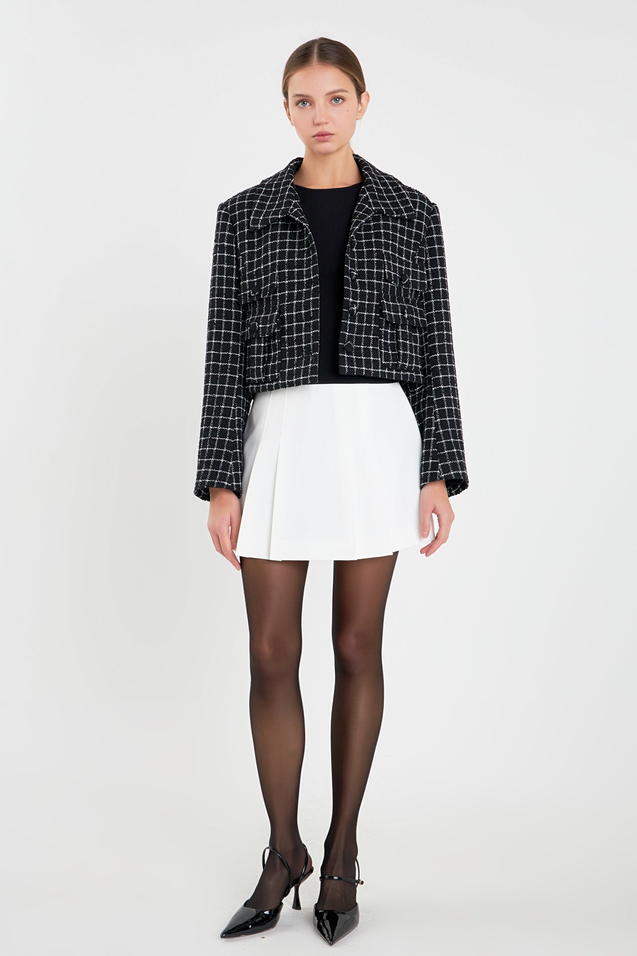 ENGLISH FACTORY - Collar Detail Tweed Jacket - JACKETS available at Objectrare