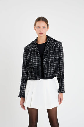 ENGLISH FACTORY - Collar Detail Tweed Jacket - JACKETS available at Objectrare