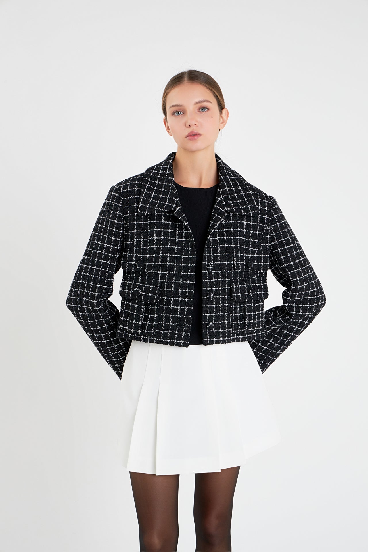 ENGLISH FACTORY - Collar Detail Tweed Jacket - JACKETS available at Objectrare