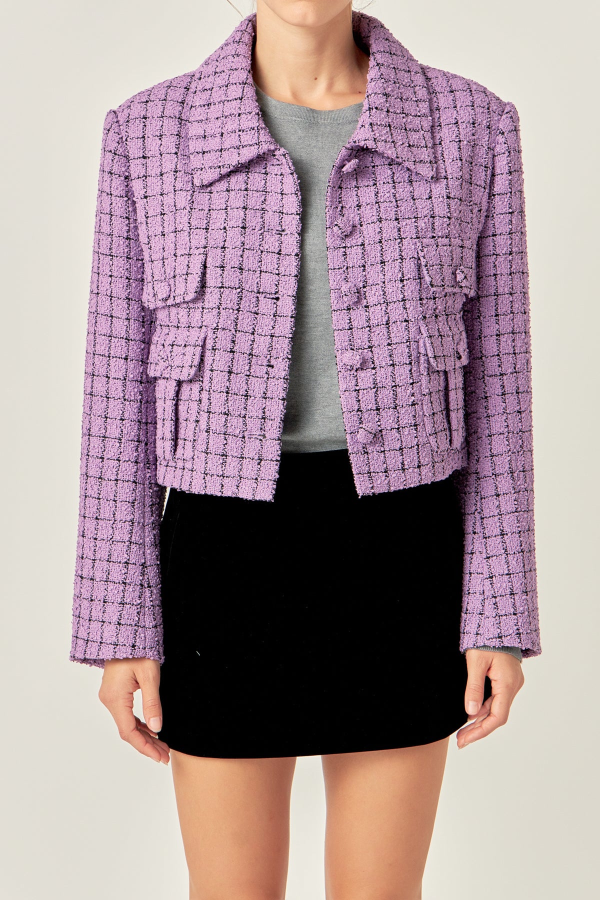 ENGLISH FACTORY - Collar Detail Tweed Jacket - JACKETS available at Objectrare