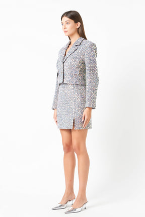 ENDLESS ROSE - Sequins Tweed Blazer - BLAZERS available at Objectrare