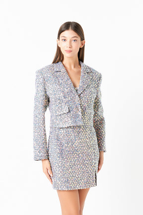 ENDLESS ROSE - Sequins Tweed Blazer - BLAZERS available at Objectrare