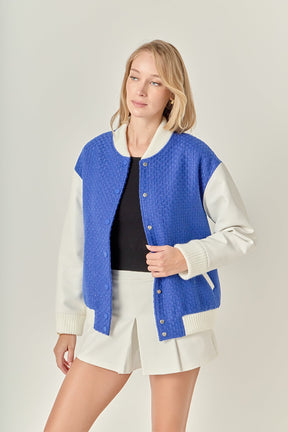 ENGLISH FACTORY - Tweed PU Bomber Jacket - JACKETS available at Objectrare