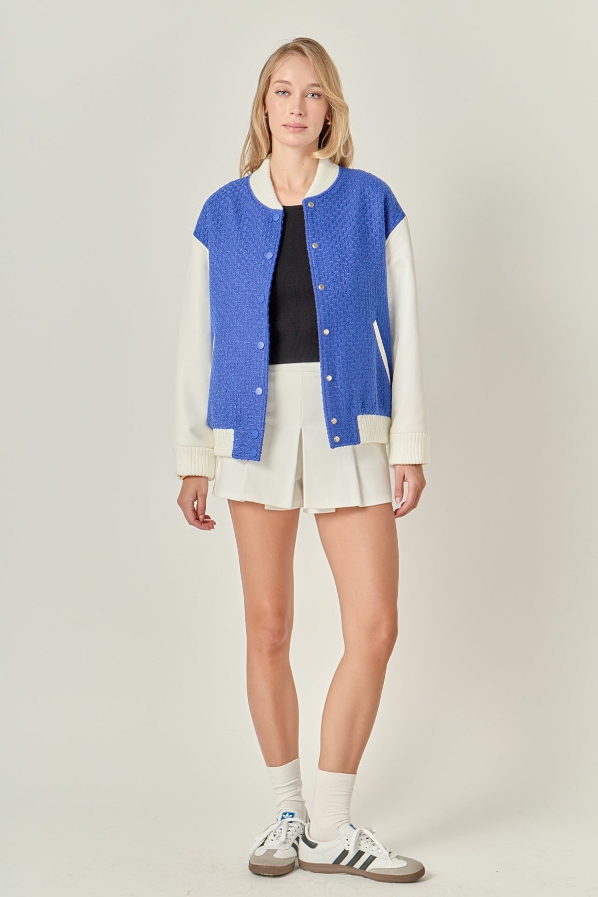 ENGLISH FACTORY - Tweed PU Bomber Jacket - JACKETS available at Objectrare