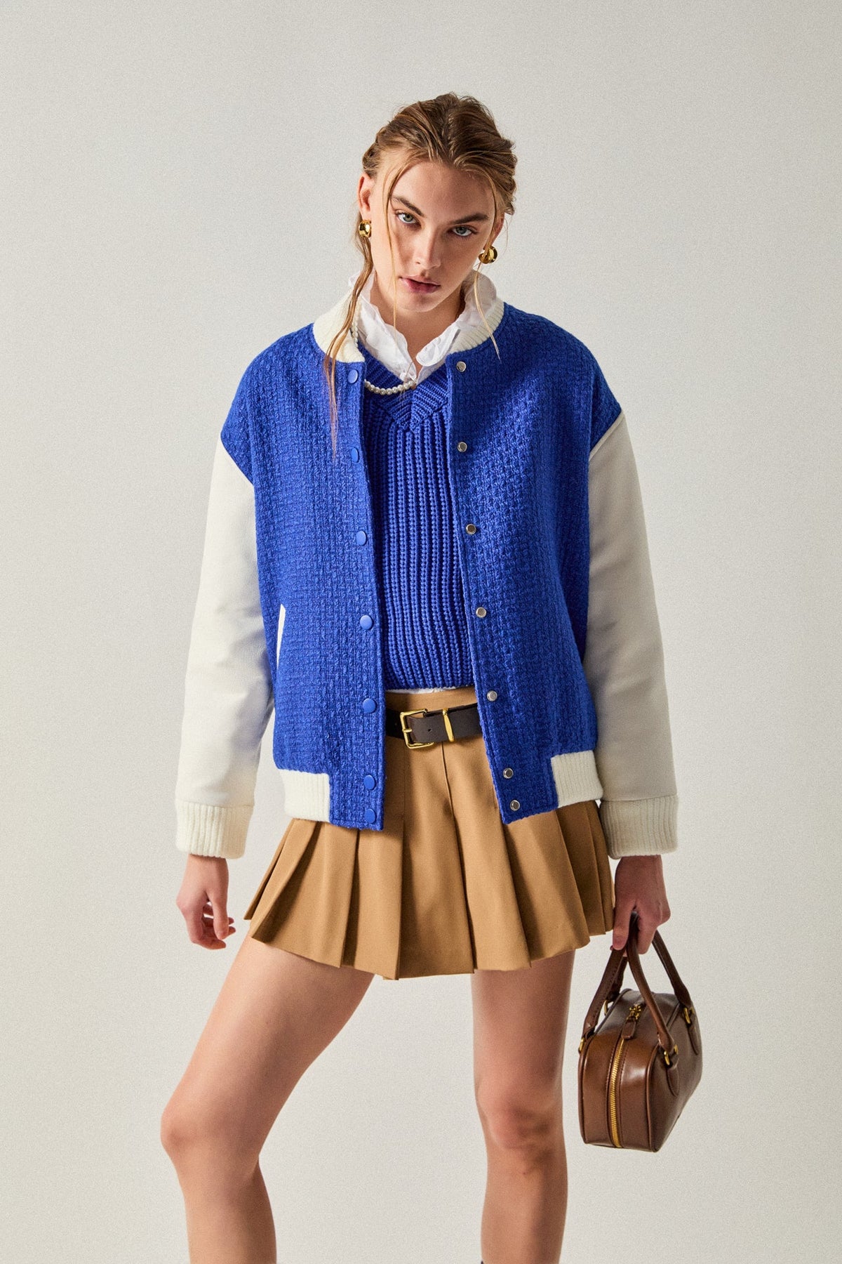 ENGLISH FACTORY - Tweed PU Bomber Jacket - JACKETS available at Objectrare