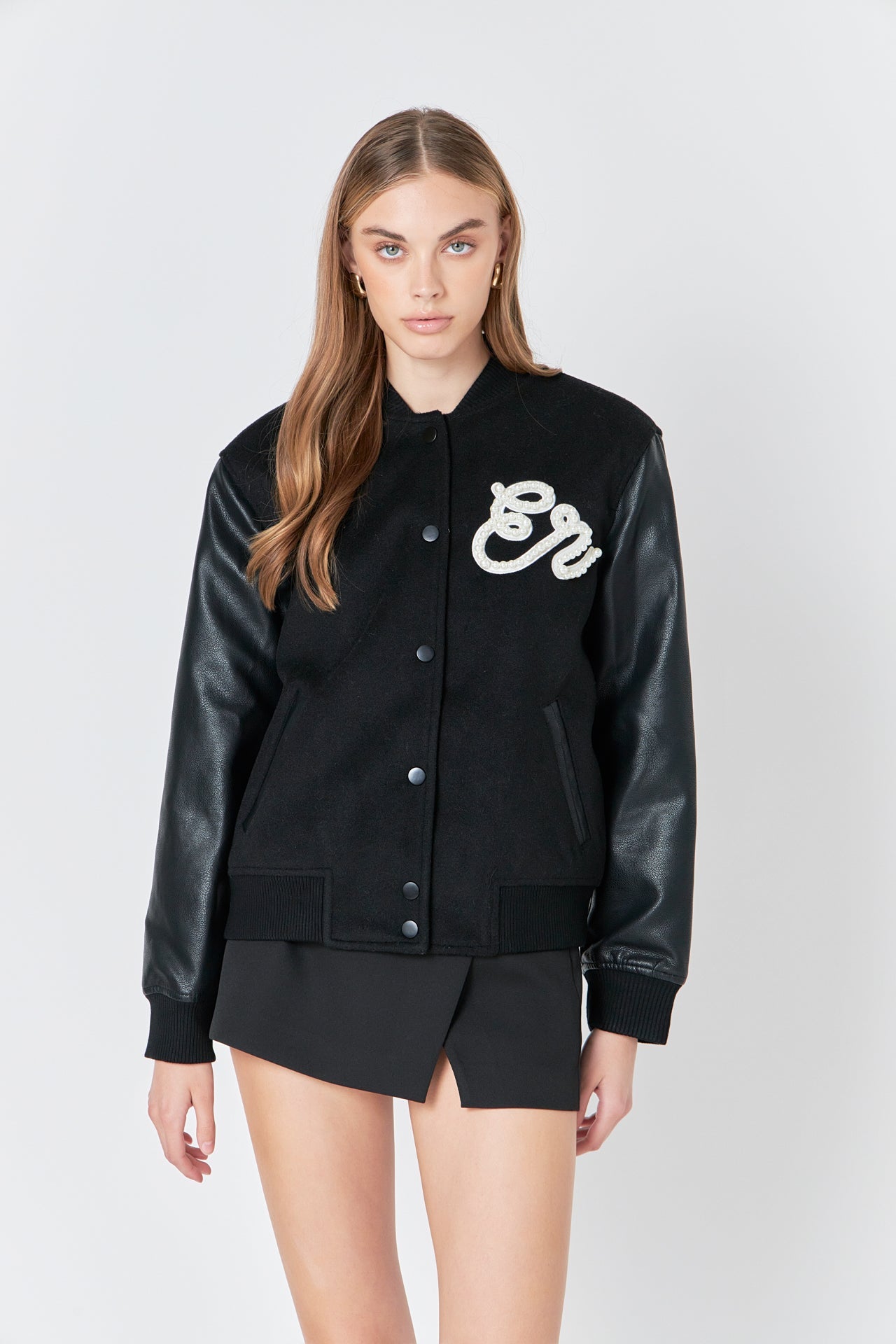 ENDLESS ROSE - Endless Rose - Pearl Trim Bomber Jacket - JACKETS available at Objectrare