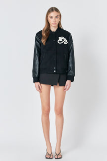 ENDLESS ROSE - Pearl Trim Bomber Jacket - JACKETS available at Objectrare