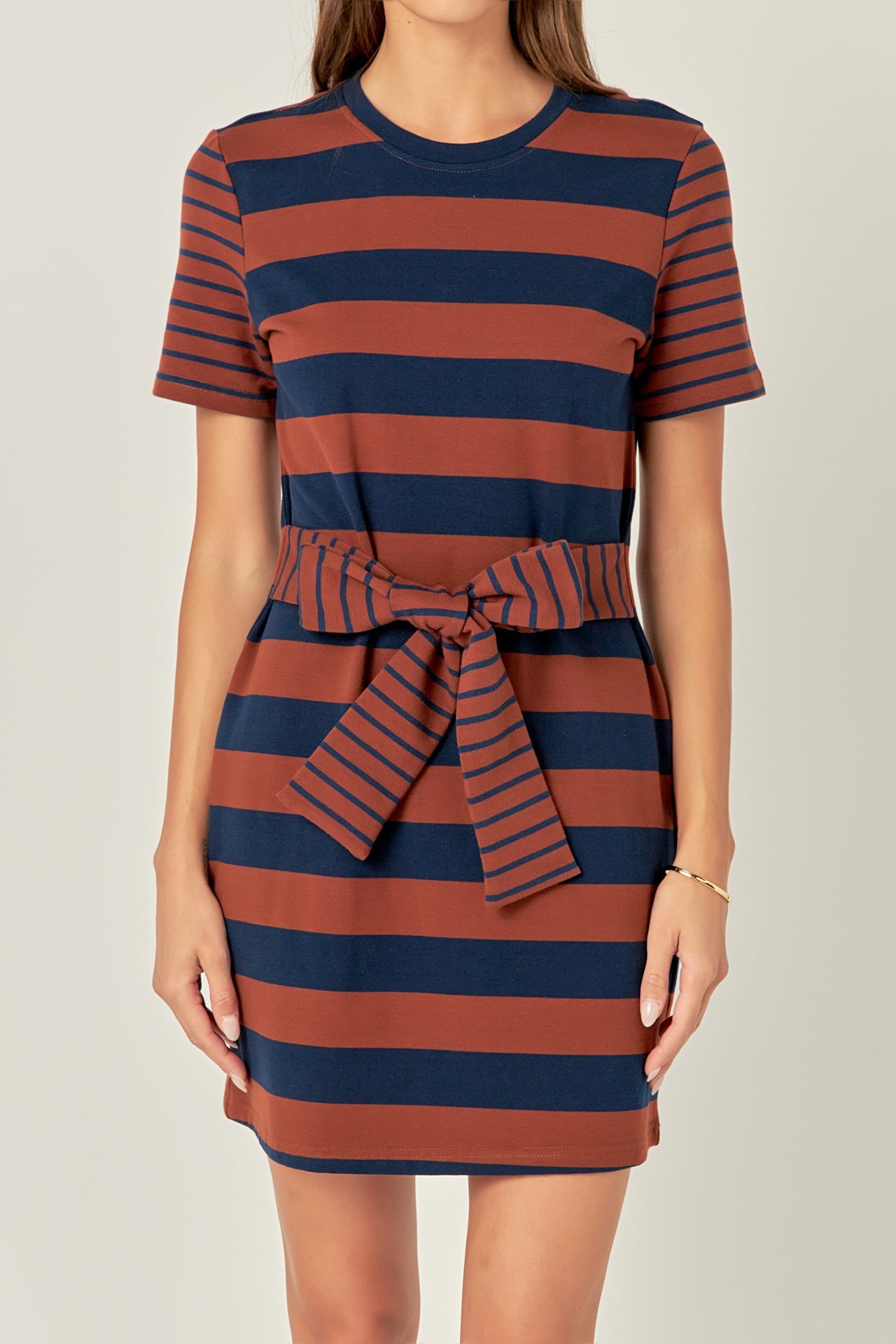 ENGLISH FACTORY - Contrast Stripe Knit Mini Dress - Sale - DRESSES available at Objectrare