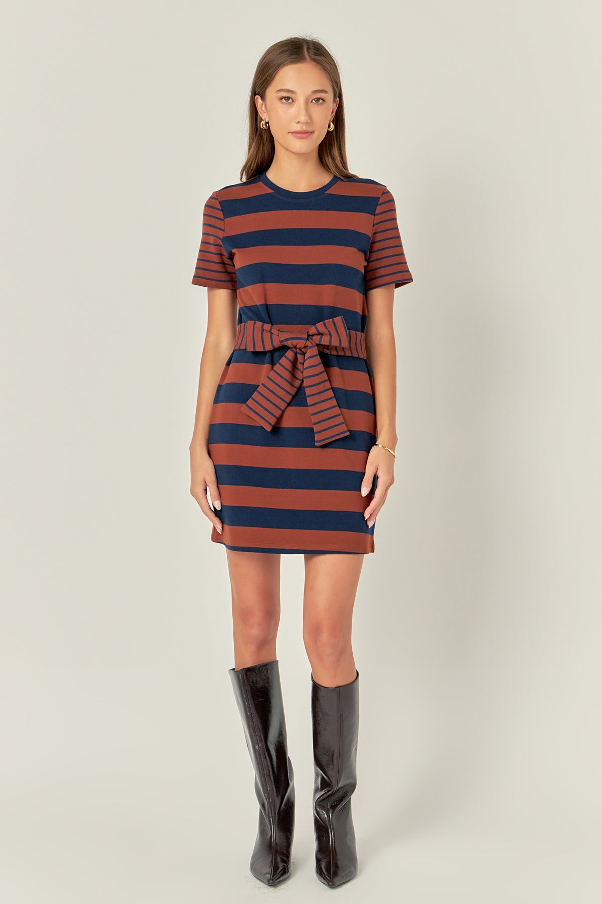 ENGLISH FACTORY - Contrast Stripe Knit Mini Dress - DRESSES available at Objectrare