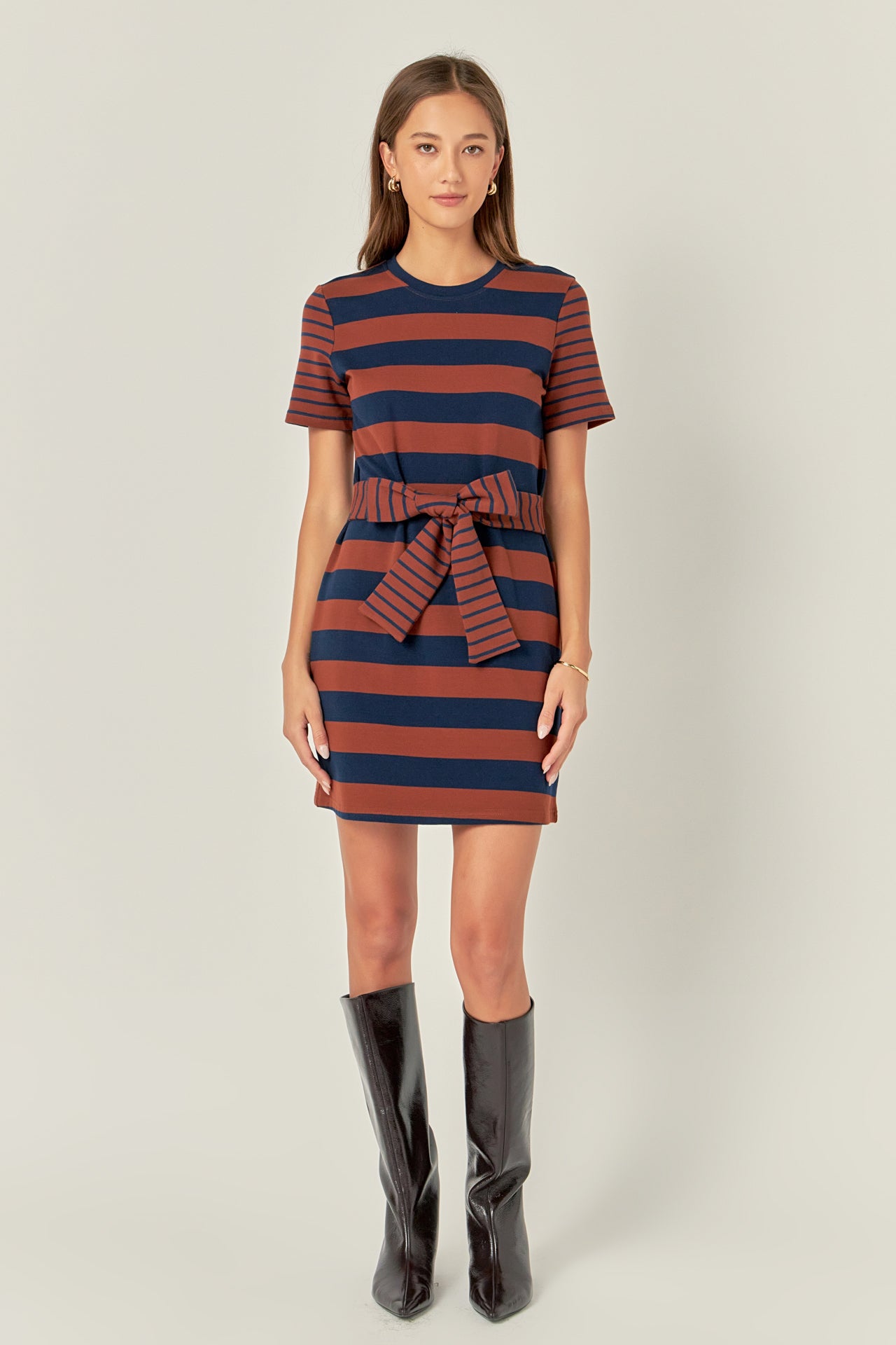 ENGLISH FACTORY - Contrast Stripe Knit Mini Dress - Sale - DRESSES available at Objectrare