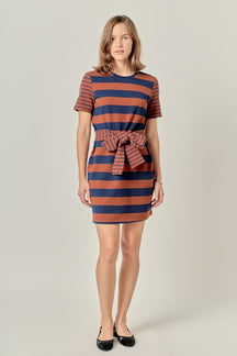 ENGLISH FACTORY - Contrast Stripe Knit Mini Dress - DRESSES available at Objectrare