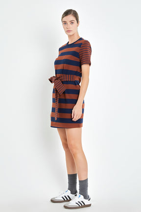 ENGLISH FACTORY - Contrast Stripe Knit Mini Dress - DRESSES available at Objectrare