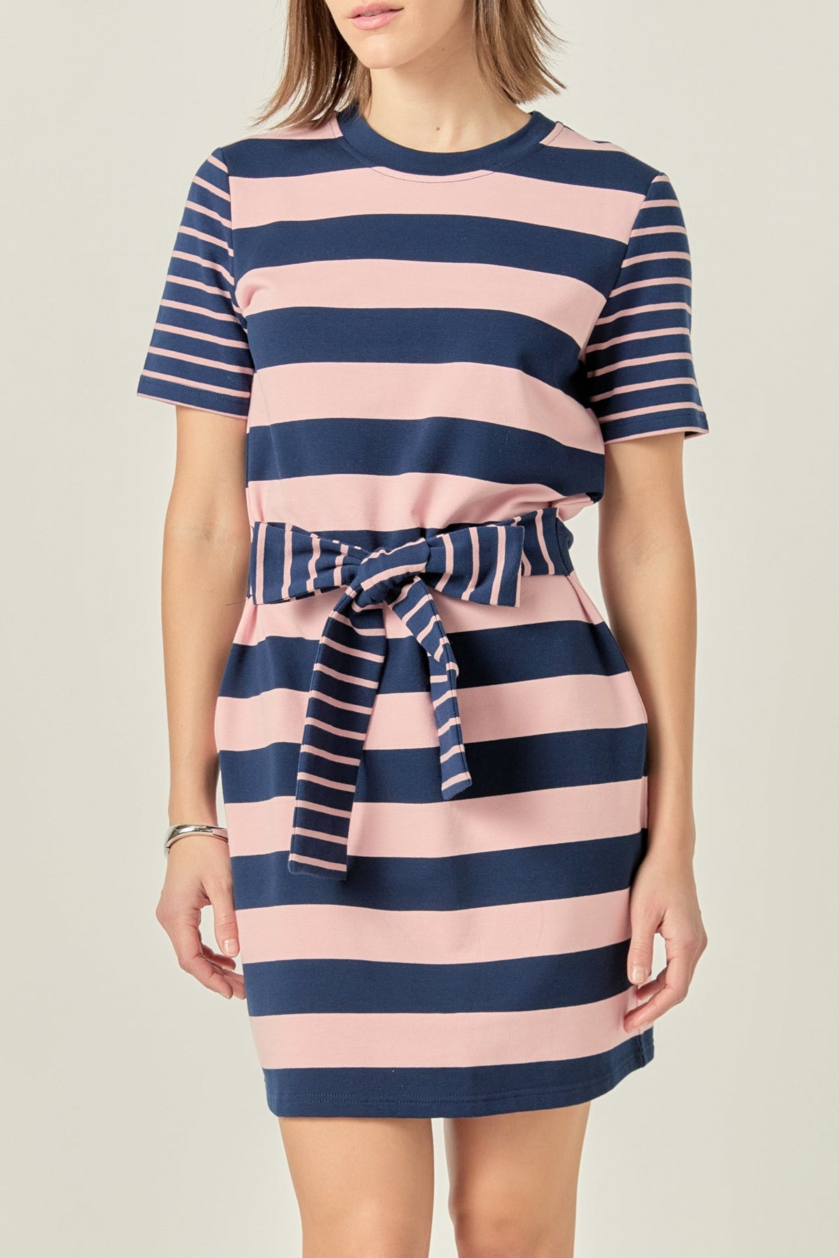 Contrast Stripe Knit Mini Dress