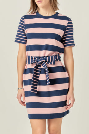 Contrast Stripe Knit Mini Dress