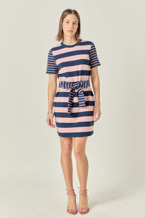 ENGLISH FACTORY - Contrast Stripe Knit Mini Dress - DRESSES available at Objectrare