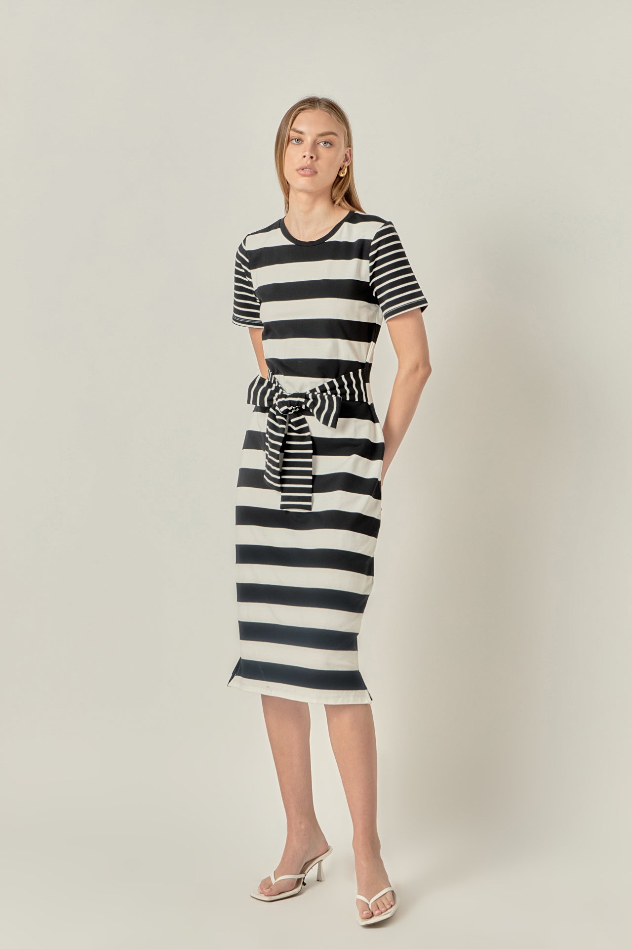 ENGLISH FACTORY - Contrast Stripe Knit Midi Dress - DRESSES available at Objectrare