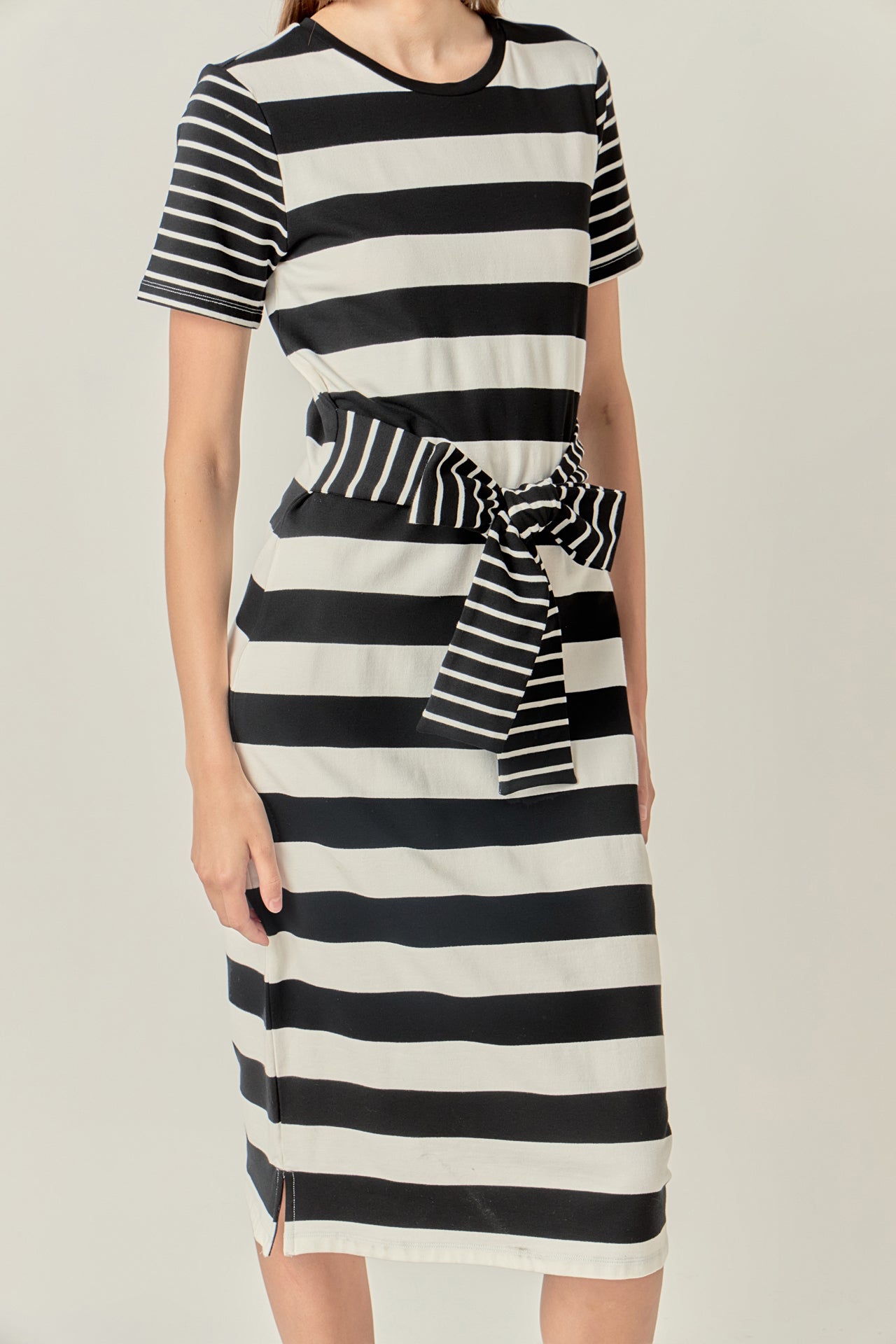 ENGLISH FACTORY - Contrast Stripe Knit Midi Dress - DRESSES available at Objectrare