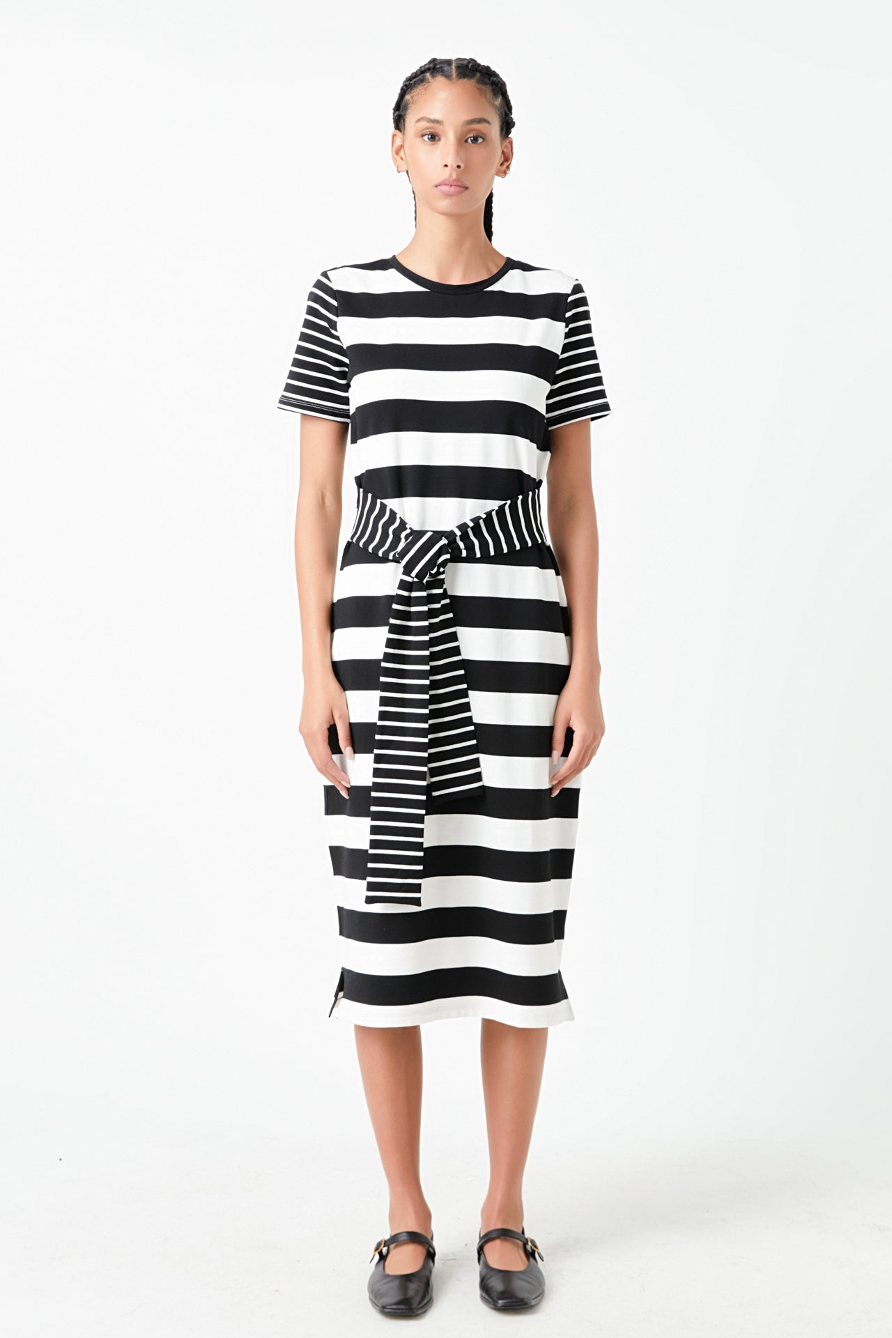 ENGLISH FACTORY - English Factory - Contrast Stripe Knit Midi Dress - DRESSES available at Objectrare