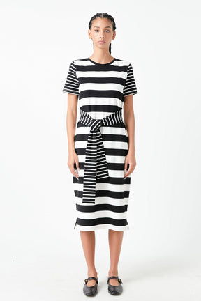 ENGLISH FACTORY - English Factory - Contrast Stripe Knit Midi Dress - DRESSES available at Objectrare