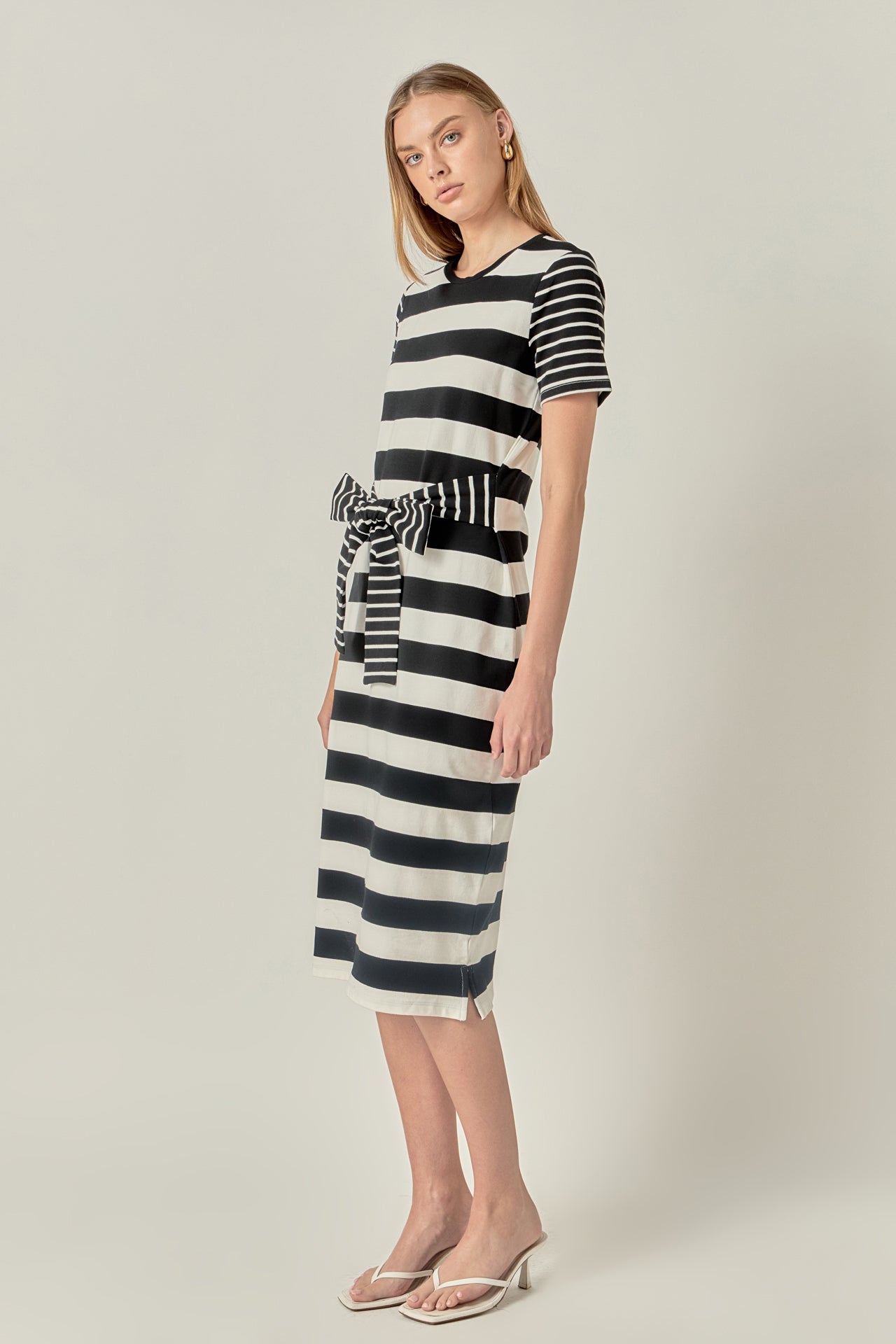 ENGLISH FACTORY - Contrast Stripe Knit Midi Dress - DRESSES available at Objectrare