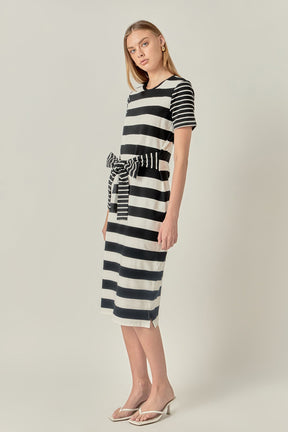 ENGLISH FACTORY - Contrast Stripe Knit Midi Dress - DRESSES available at Objectrare