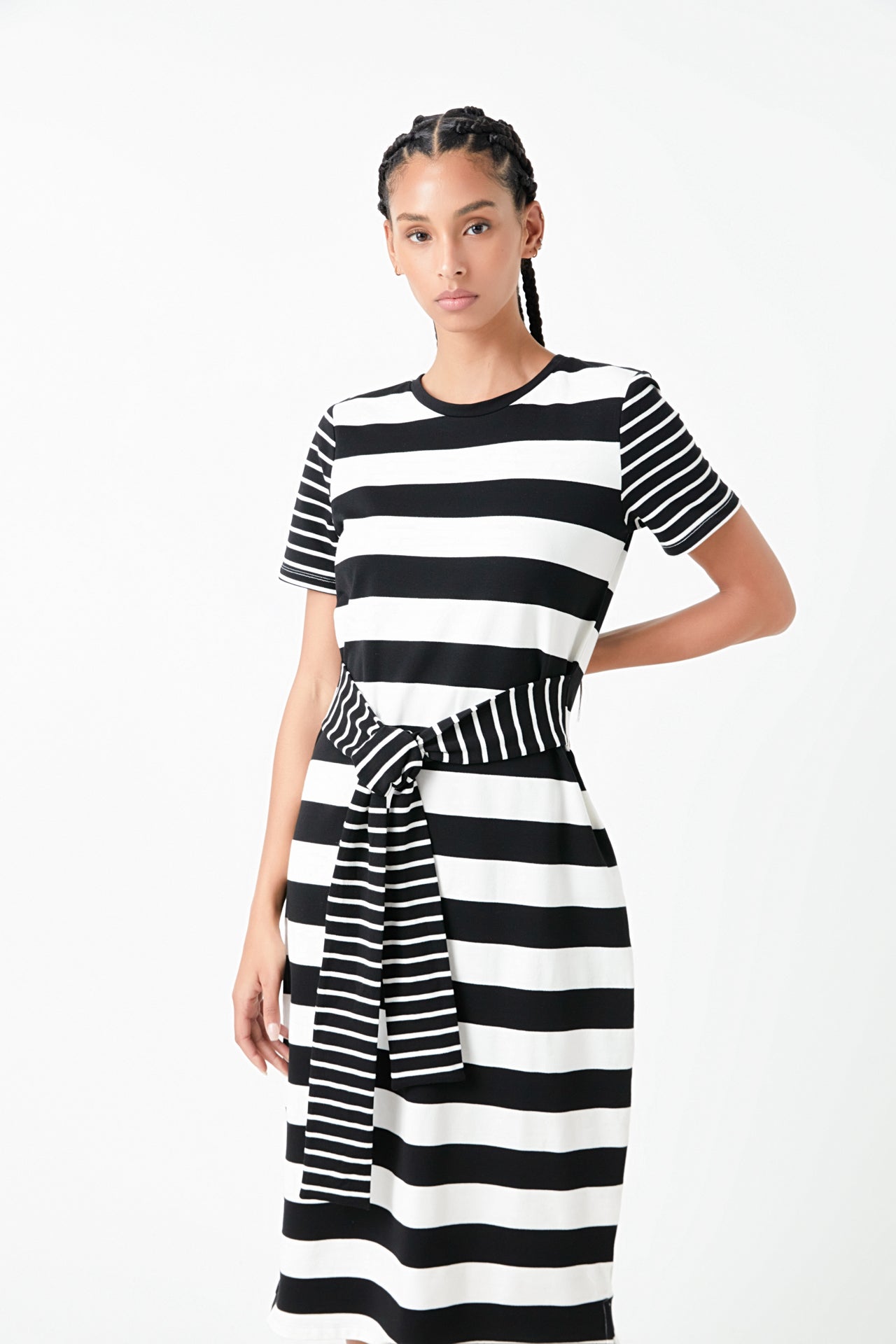 ENGLISH FACTORY - English Factory - Contrast Stripe Knit Midi Dress - DRESSES available at Objectrare