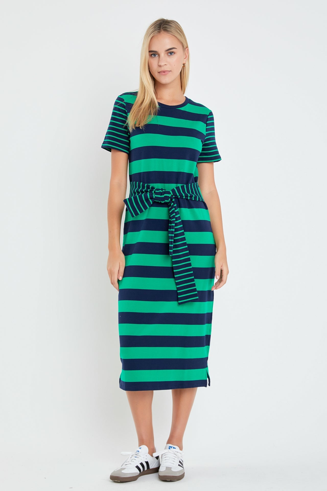 ENGLISH FACTORY - Contrast Stripe Knit Midi Dress - DRESSES available at Objectrare