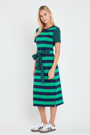 ENGLISH FACTORY - English Factory - Contrast Stripe Knit Midi Dress - DRESSES available at Objectrare