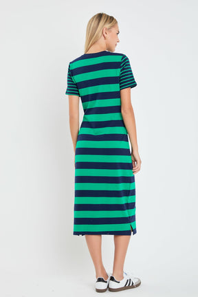 ENGLISH FACTORY - Contrast Stripe Knit Midi Dress - DRESSES available at Objectrare