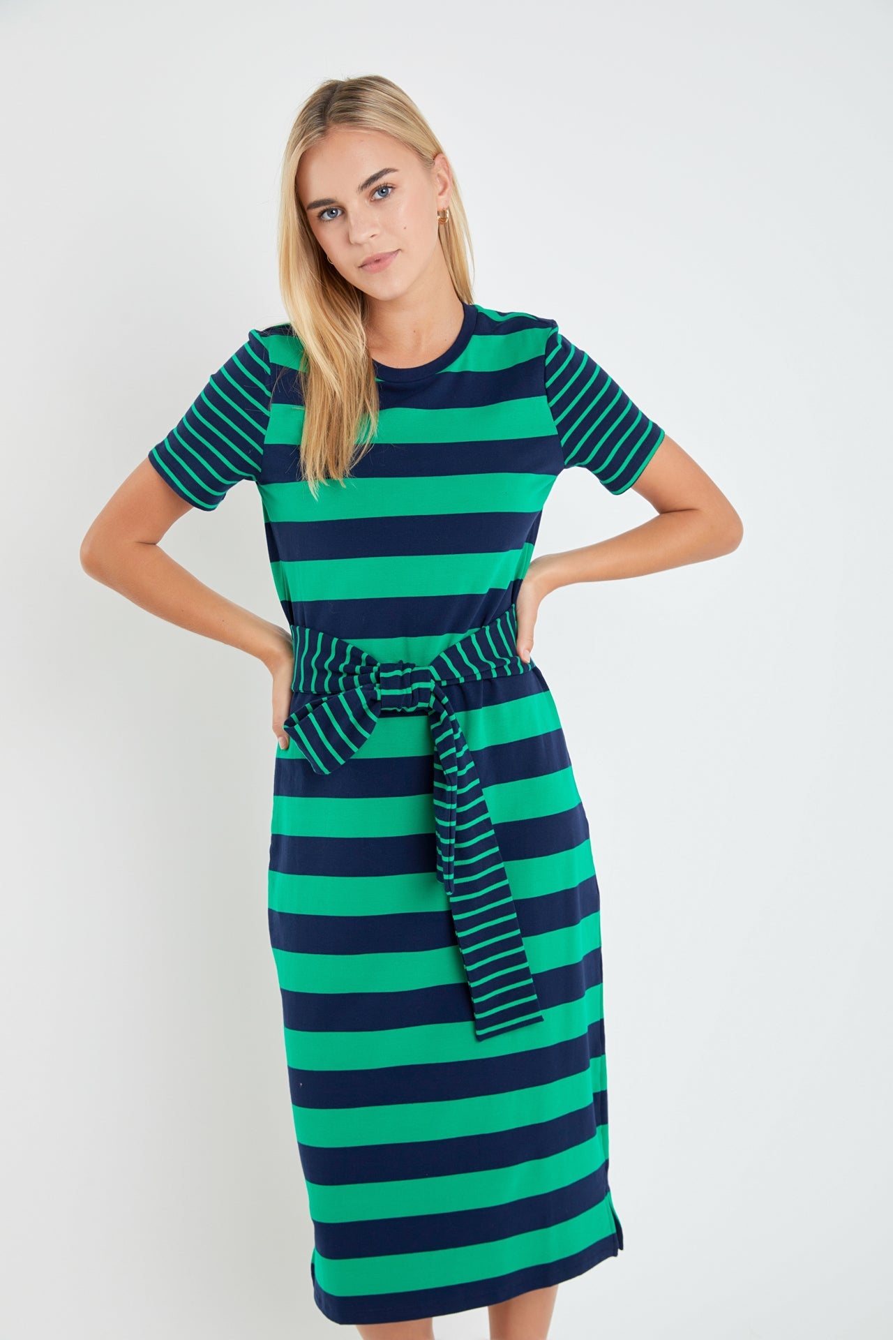 ENGLISH FACTORY - English Factory - Contrast Stripe Knit Midi Dress - DRESSES available at Objectrare