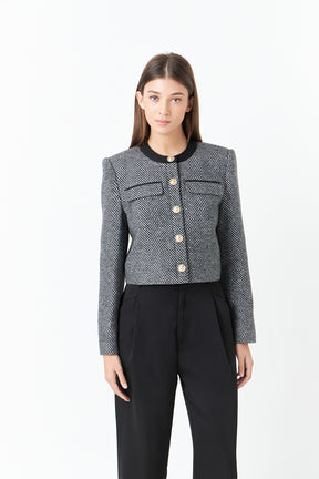 ENDLESS ROSE - Endless Rose - Herringbone Contrast Blazer - BLAZERS available at Objectrare