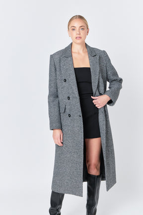 ENDLESS ROSE - Herringbone Double Breasted Coat - COATS available at Objectrare