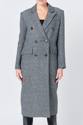 ENDLESS ROSE - Herringbone Double Breasted Coat - COATS available at Objectrare