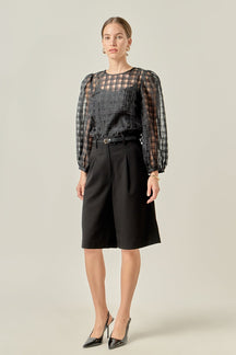 ENGLISH FACTORY - Plaid Organza Long Sleeve Top - BLOUSES available at Objectrare