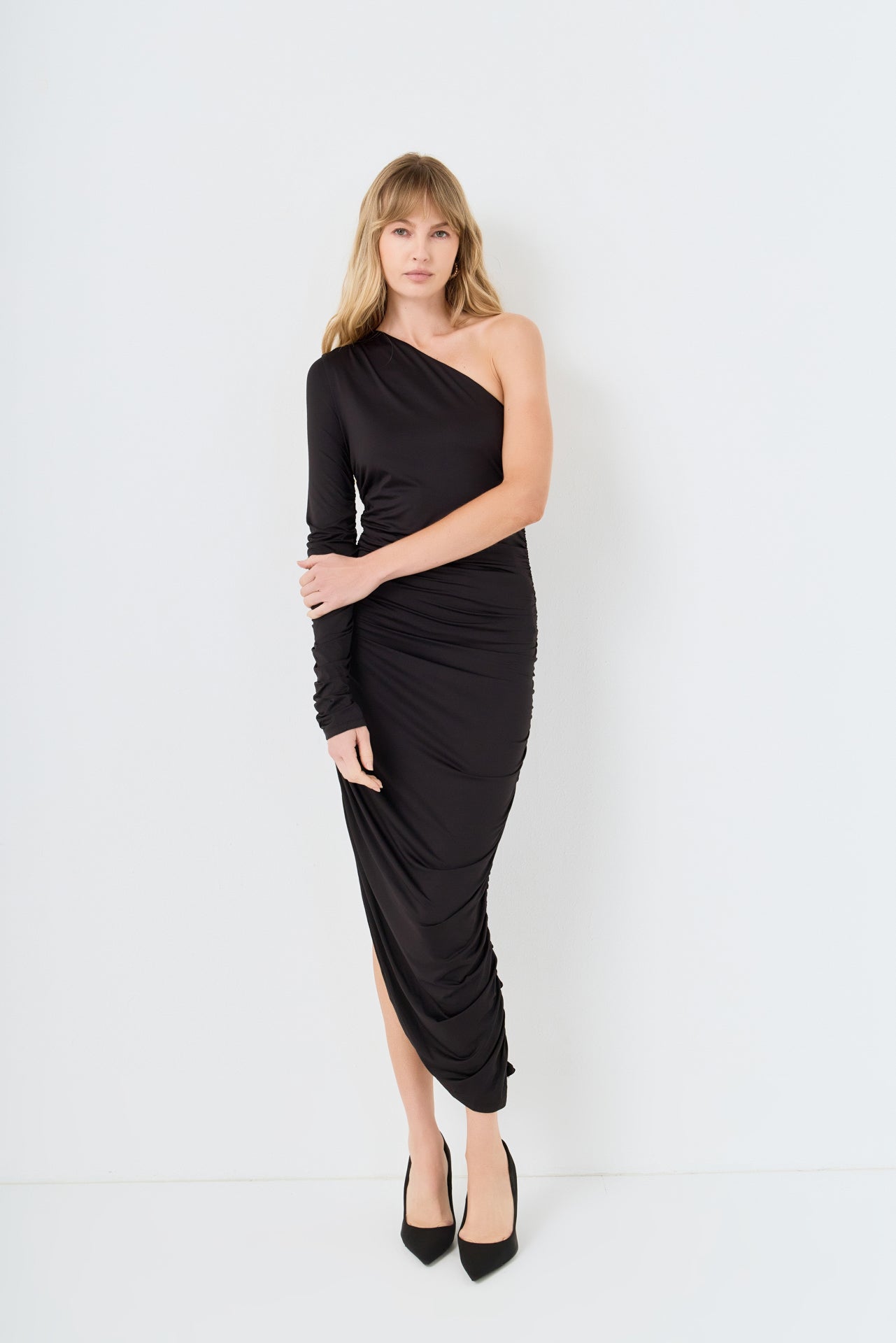 ENDLESS ROSE - Asymmetrical Knit Midi Dress - DRESSES available at Objectrare
