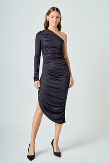 ENDLESS ROSE - Asymmetrical Knit Midi Dress - DRESSES available at Objectrare