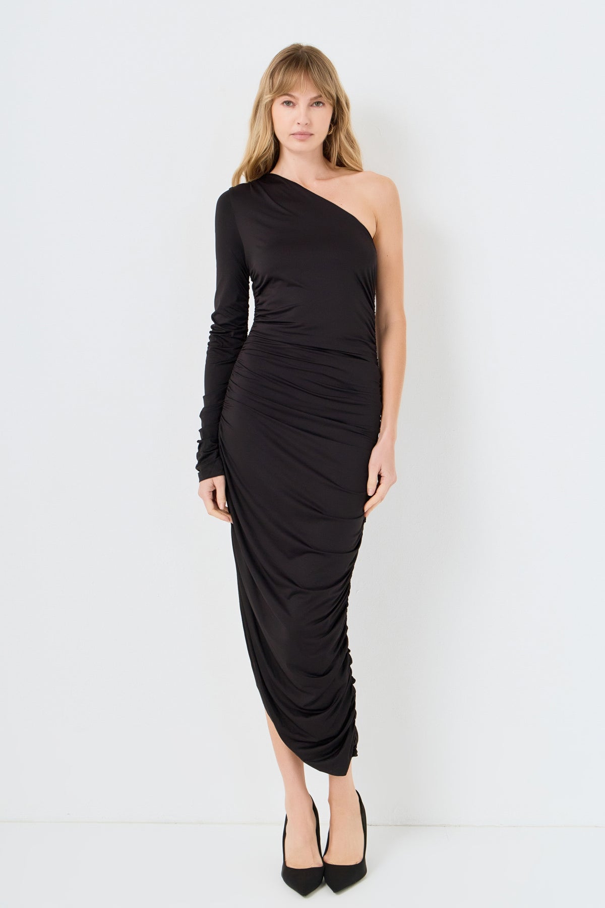 Asymmetrical Knit Midi Dress