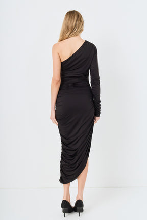 ENDLESS ROSE - Asymmetrical Knit Midi Dress - DRESSES available at Objectrare
