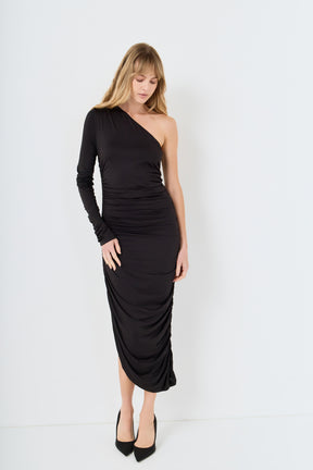 ENDLESS ROSE - Asymmetrical Knit Midi Dress - DRESSES available at Objectrare