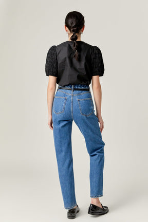 ENGLISH FACTORY - Front Cut-out Smocked Top - TOPS available at Objectrare