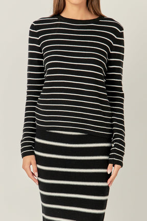 ENGLISH FACTORY - English Factory - Round-Neck Striped Sweater - SWEATERS & KNITS available at Objectrare