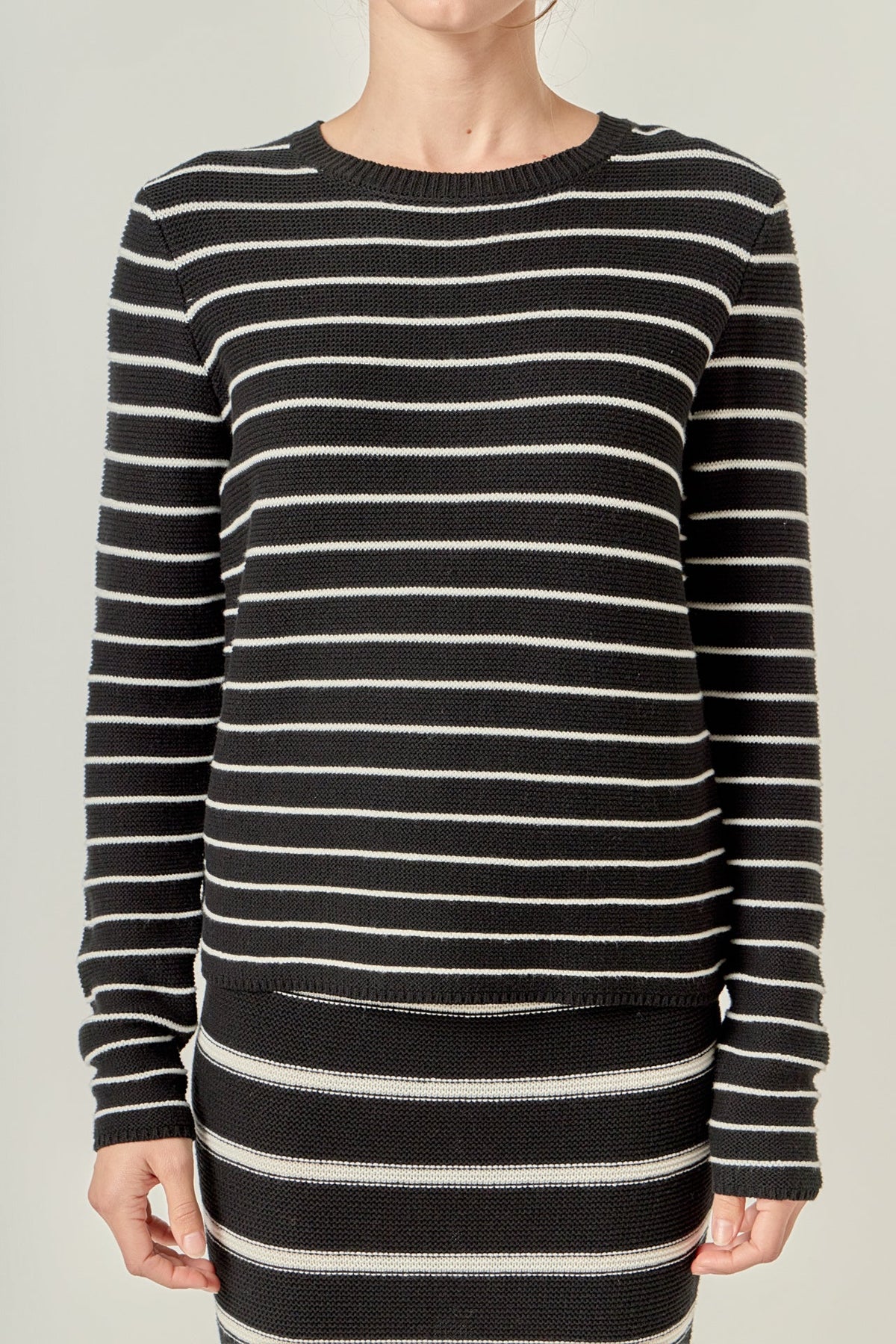 ENGLISH FACTORY - Round-Neck Striped Sweater - SWEATERS & KNITS available at Objectrare