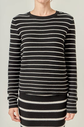 ENGLISH FACTORY - Round-Neck Striped Sweater - SWEATERS & KNITS available at Objectrare