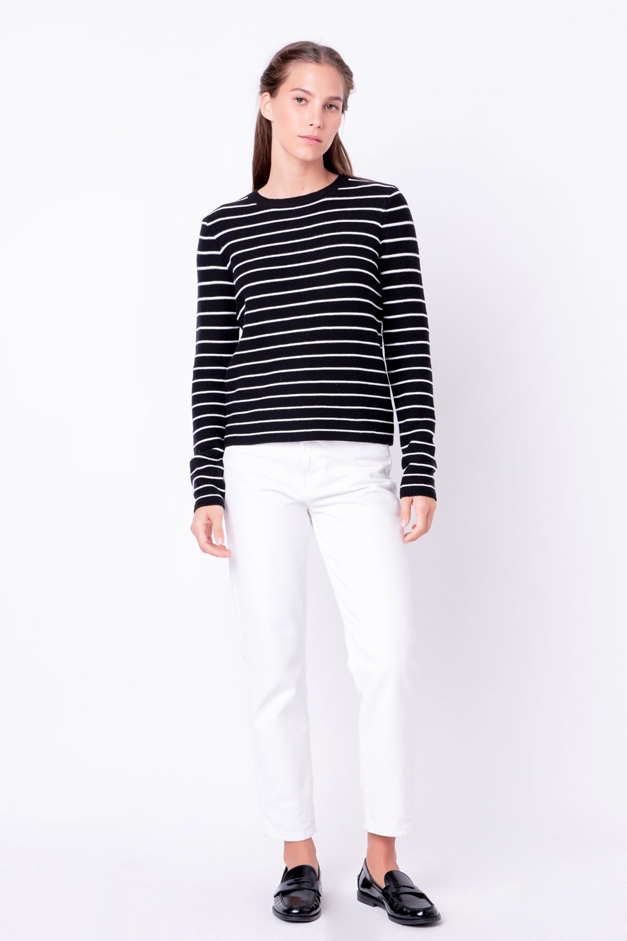 ENGLISH FACTORY - Round-neck Striped Sweater - SWEATERS & KNITS available at Objectrare